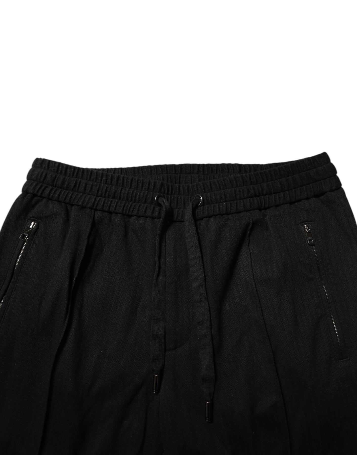 Dolce & Gabbana Svarta Viskos Skinny Logo Herr Joggingbyxor