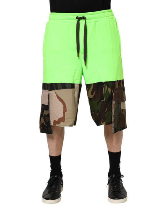 Dolce & Gabbana Gröna Patchwork Cargo Bermuda Herrshorts