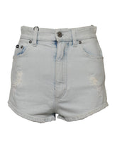 Dolce & Gabbana Lyseblå Vasket Denim Bomull Hotpants Shorts