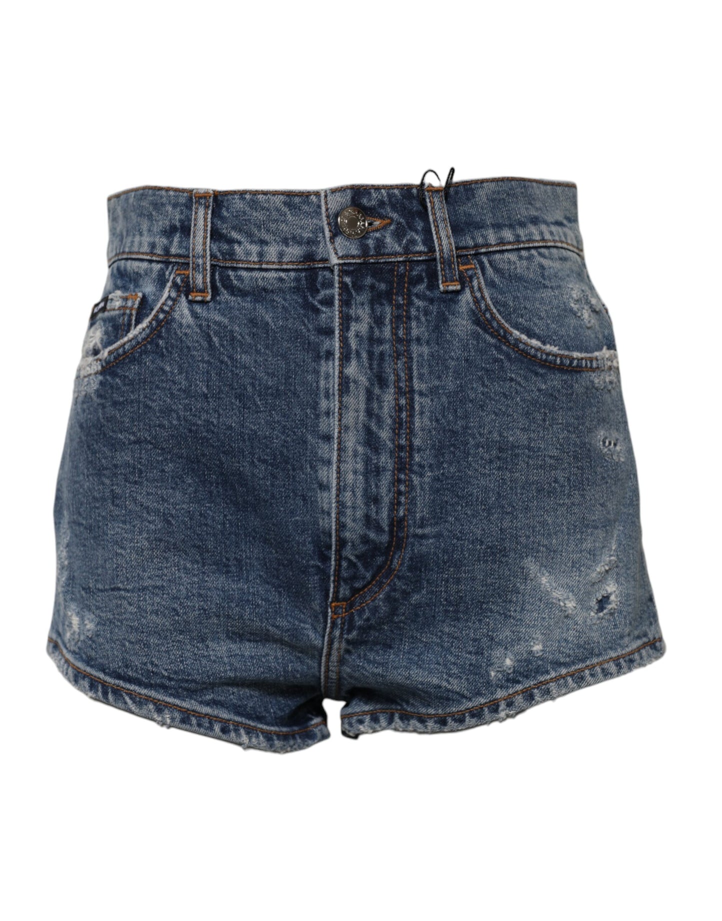 Dolce & Gabbana Blåa Slitna Denim Bomull Hotpants Shorts