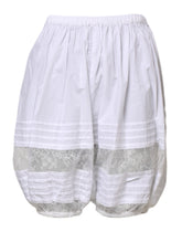 Dolce & Gabbana White Lace Paneled Cotton High Waisted Shorts