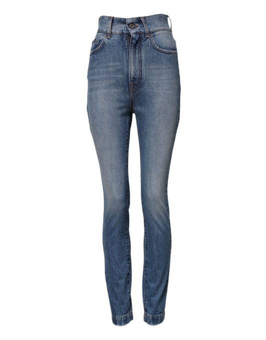 Dolce & Gabbana Blå Tvättade Skinny Högmidjade Jeans
