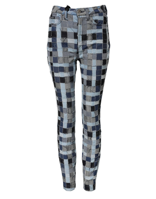 Dolce & Gabbana Flerfärgade Patchwork Skinny Denim Jeans
