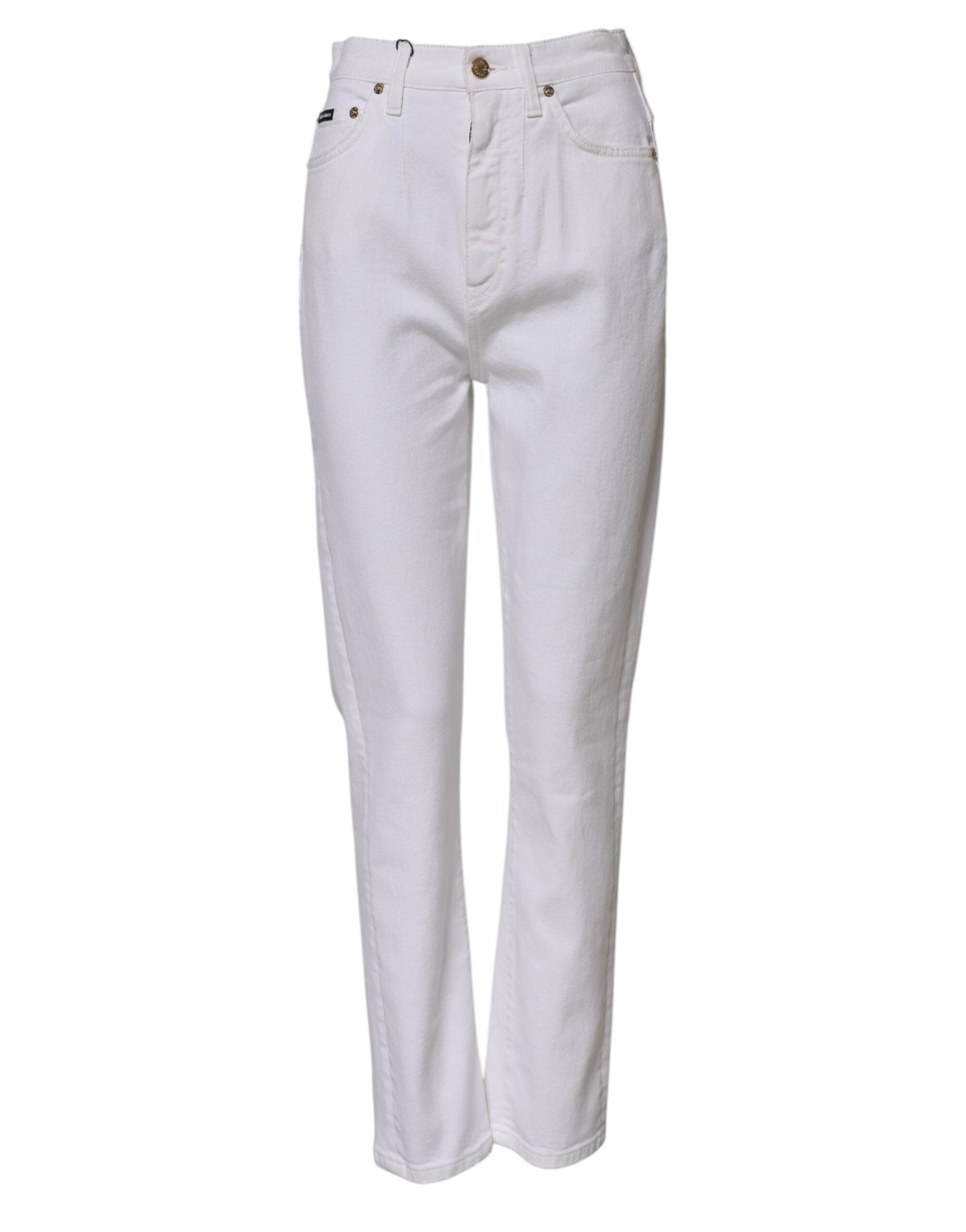 Hvite bomulls høylivede rette denimjeans