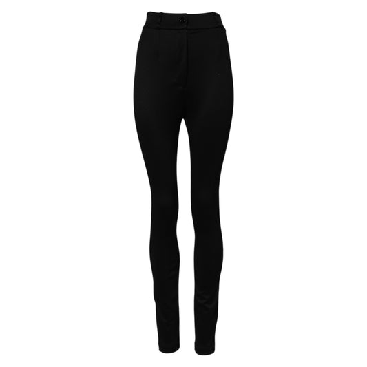 Dolce & Gabbana Svarta Nylon Högmidjade Skinny Leggings Byxor