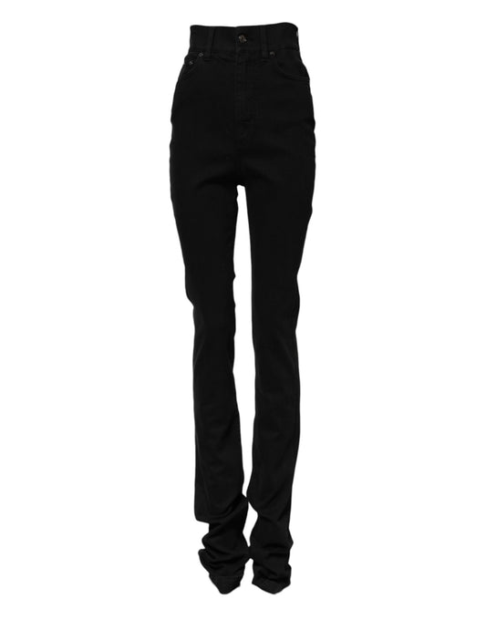 Dolce & Gabbana Svarta Bomulls Högmidjade Skinny Jeans