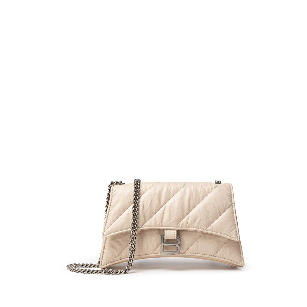 Beige läderaxelväska