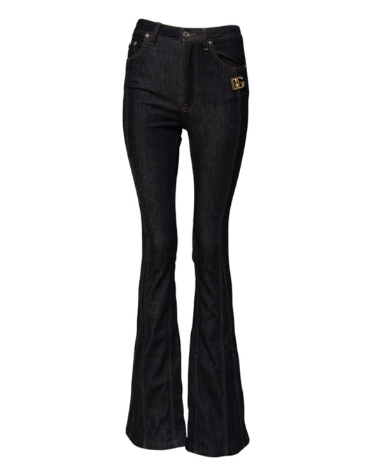 Dolce & Gabbana svarte bomulls-bootcut-jeans med medium midje