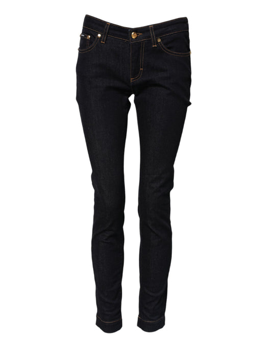 Dolce & Gabbana Blå Bomulls Snygga Lågmidjade Skinny Jeans