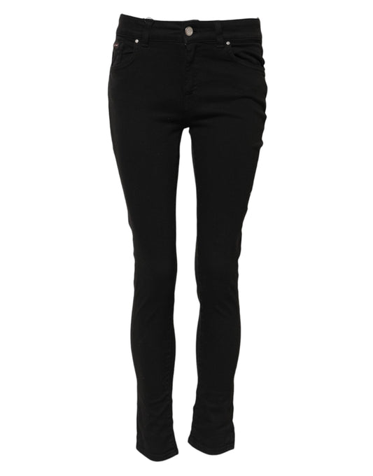 Dolce & Gabbana svarta bomulls skinny jeans med medelhög midja