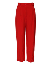 Dolce & Gabbana Red Viscose High Waist Tapered Pants