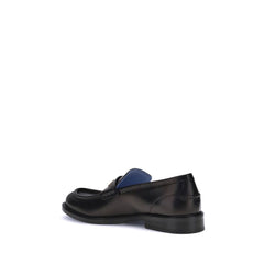 Versace Black Calf Leather Bos Taurus Slip-On Loafers