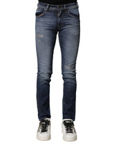 Dolce & Gabbana Blue Washed Cotton Slim Fit Men Denim Jeans