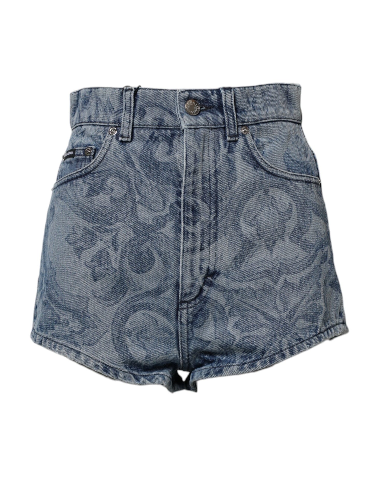 Dolce & Gabbana Blå Blommiga Jeansshorts i Bomull