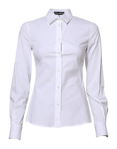 Dolce & Gabbana White Cotton Long Sleeves Collared Shirt Top