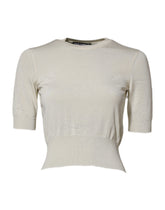 Dolce & Gabbana White Silk Short Sleeves Blouse Pullover Top