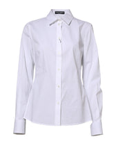 Dolce & Gabbana White Cotton Long Sleeves Collared Shirt Top