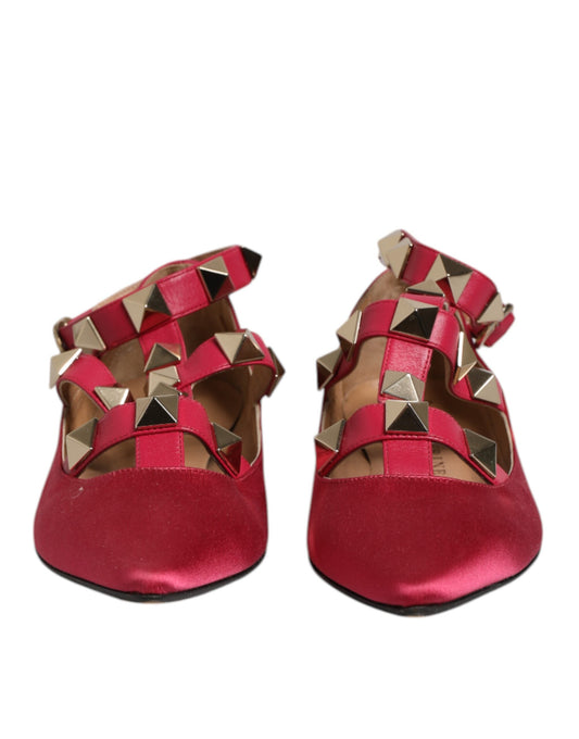 Prosperine Rödguldfärgade Nitade Spetsiga Tå Ballerinaskor