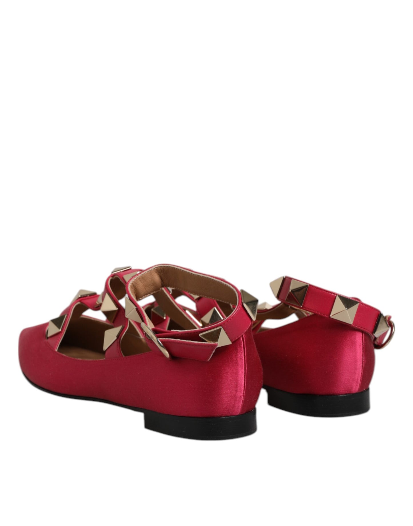 Prosperine Rödguldfärgade Nitade Spetsiga Tå Ballerinaskor