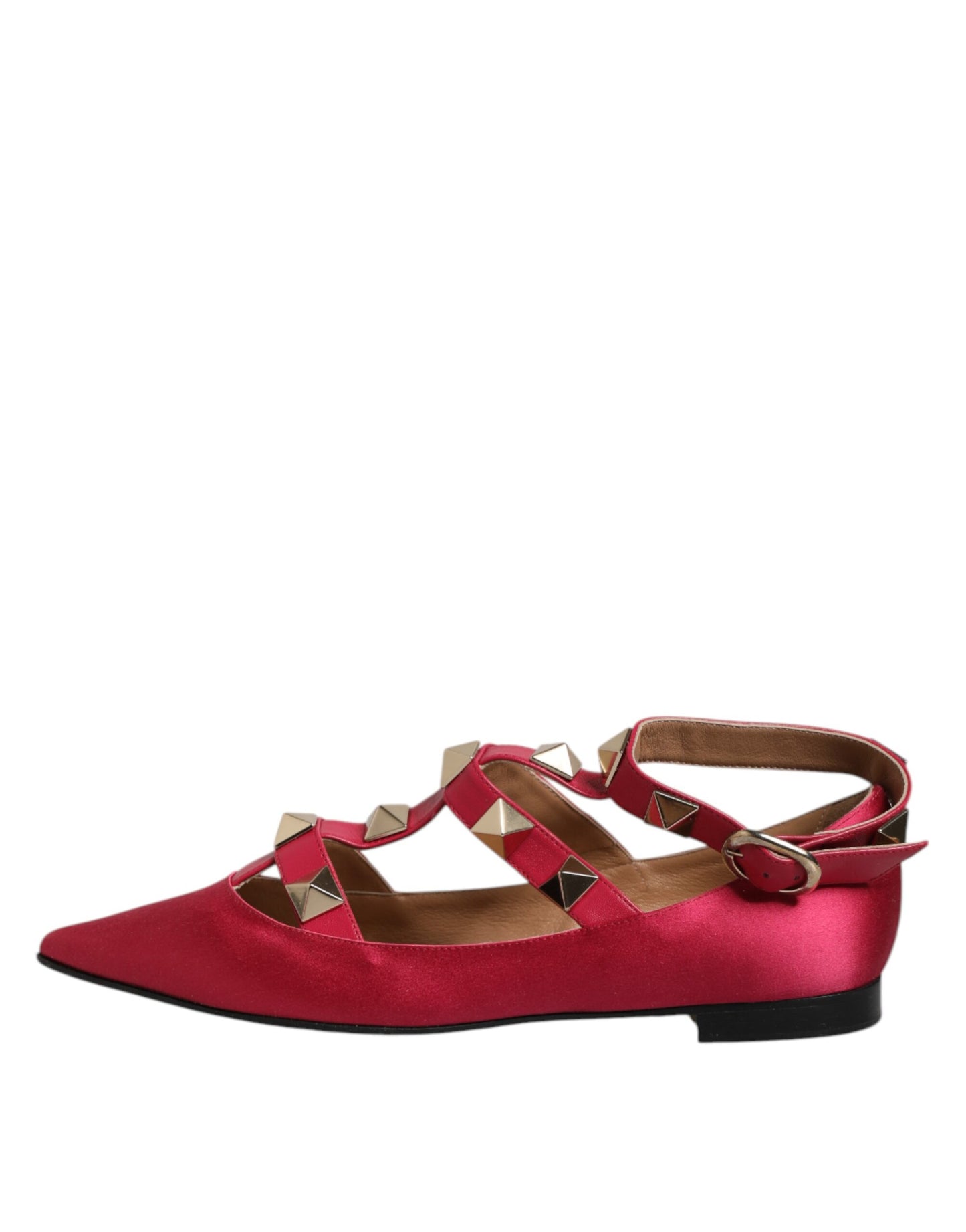 Prosperine Rödguldfärgade Nitade Spetsiga Tå Ballerinaskor