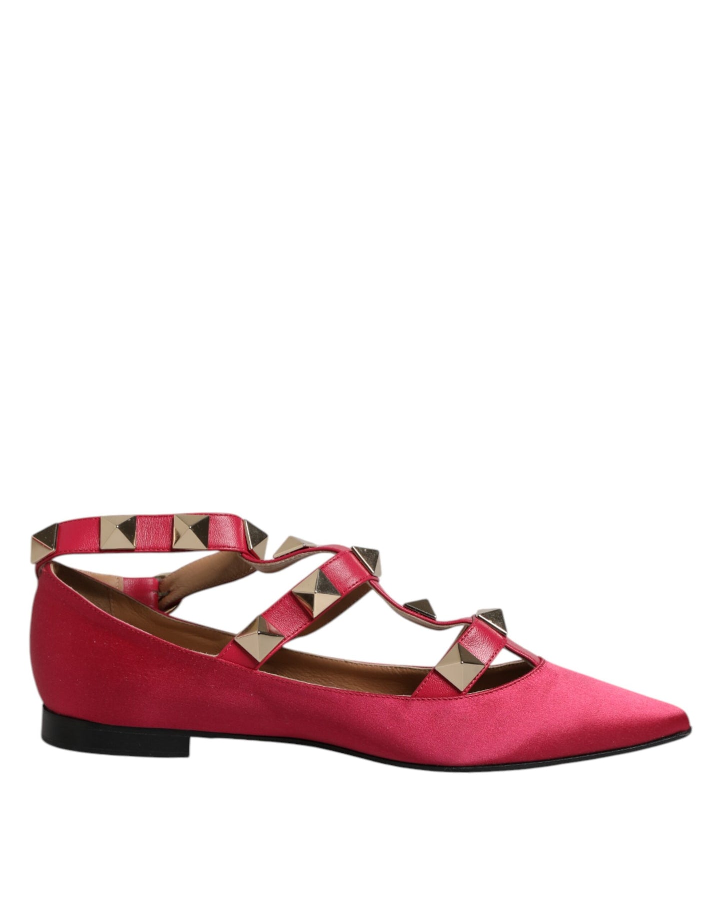 Prosperine Rödguldfärgade Nitade Spetsiga Tå Ballerinaskor