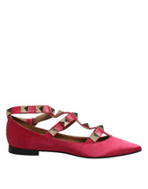 Prosperine røde gullfargede ballerinasko med spiss tå og nagler