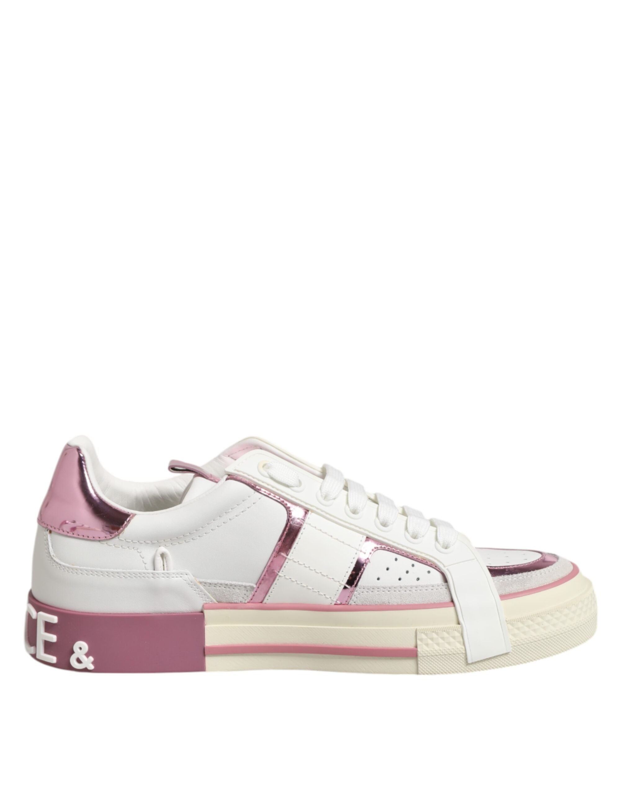 Vita låga sneakers i läder med DG-logotyp