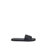 Fendi Black Calf Leather Bos Taurus Flat Sandals