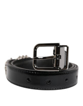 Dolce & Gabbana Black Embellished Metal Logo Buckle Belt