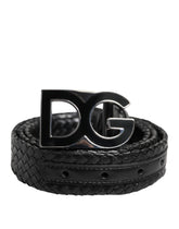Dolce & Gabbana Black Classic Leather DG Logo Buckle Belt