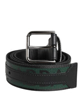 Dolce & Gabbana Green Black Polyester DG Logo Buckle Belt