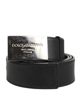Dolce & Gabbana Black Leather Classic Metal Logo Buckle Belt