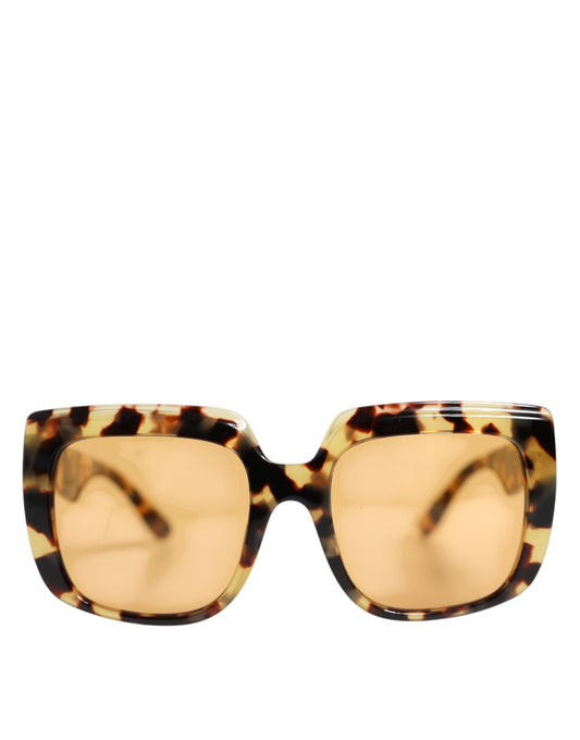 Dolce & Gabbana Svarte Gule Havana Leopard Firkantede Solbriller