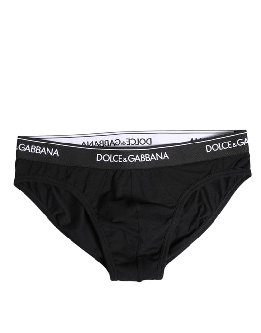 Dolce & Gabbana Black Cotton Stretch Regular Brief Underwear