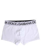 Dolce & Gabbana White Cotton Stretch Regular Boxer Underwear