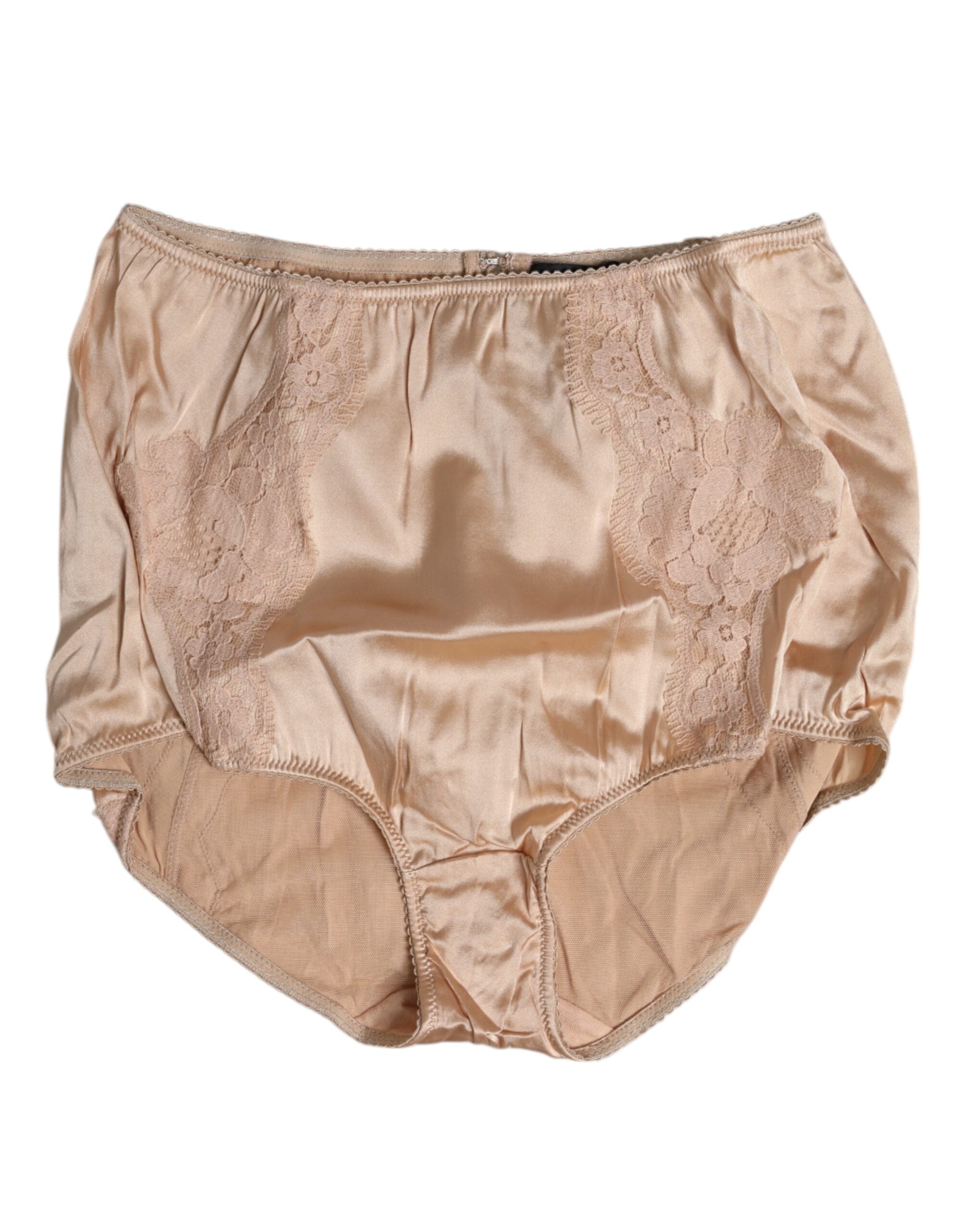 Beige silkeblonder bikinitruse med høy midje