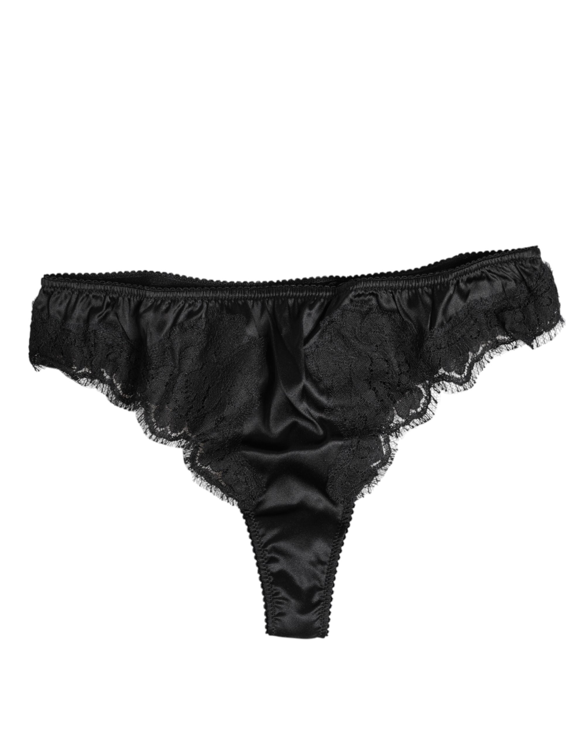 Svart silkeblonder stretch bikinitruseundertøy
