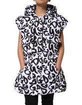 Dolce & Gabbana White DG Mania Hooded Sleeveless Puffer Jacket