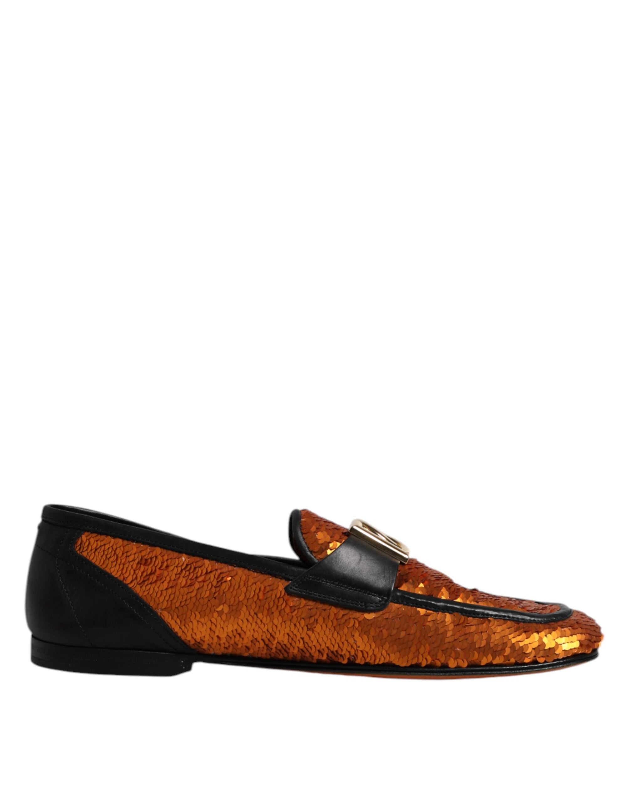 Orange paljettdekorerade loafers för män