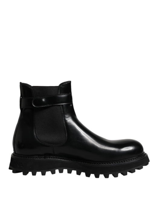 Dolce & Gabbana Black Belted DG Logo Men Chelsea Boots Shoes