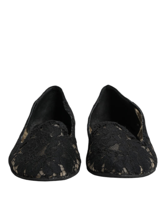 Dolce & Gabbana svarta Taormina slip-on platta skor i spets