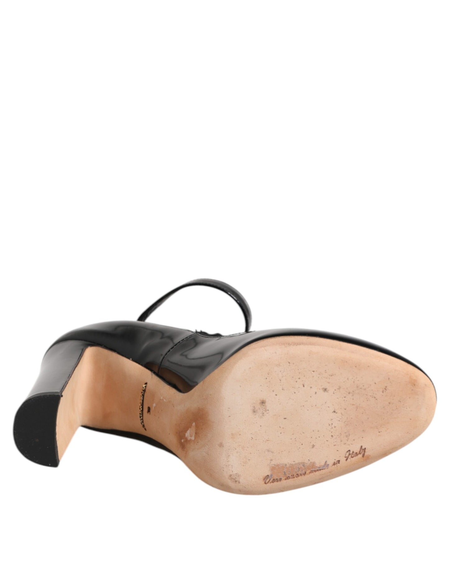 Dolce & Gabbana Svarta Läder Spetsstrumpor Klackskor Pumps