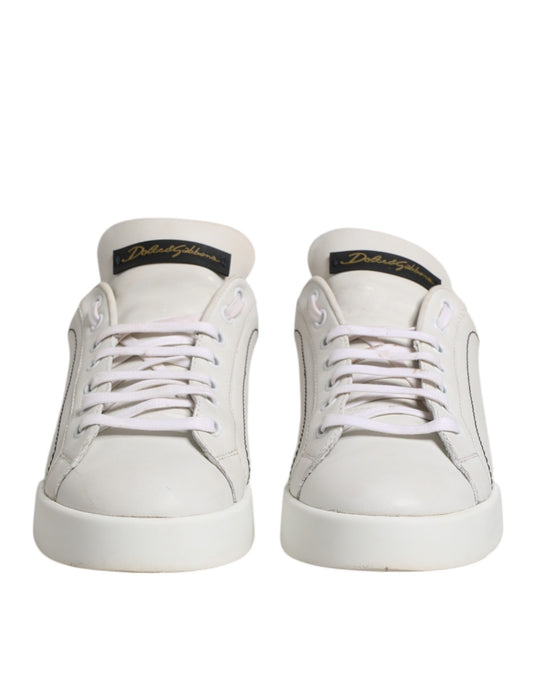 Dolce & Gabbana Vitguld Läder Låga Sneakers Skor