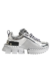 Dolce & Gabbana Silver Leather Super Queen Sneakers Shoes