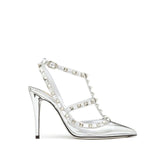 Valentino Garavani Silver Leather High Heel Pumps