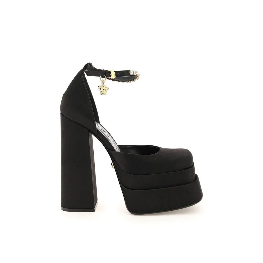 Versace silke-sateng-plattformpumps