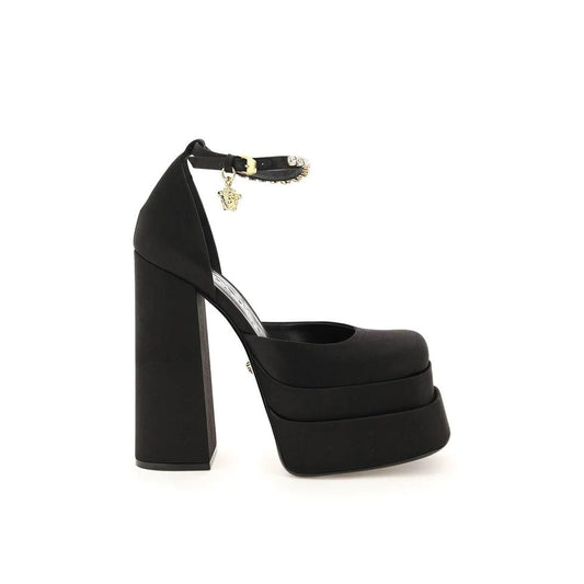 Versace silke-sateng-plattformpumps