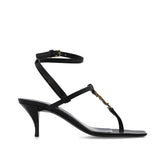Saint Laurent Black Calfskin Stiletto Heel Sandals