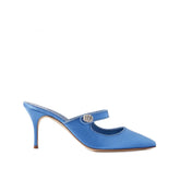 Manolo Blahnik Blue Silk Mules