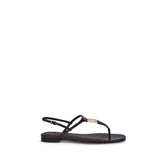 Fendi Purple Calf Leather Bos Taurus Flat Sandals